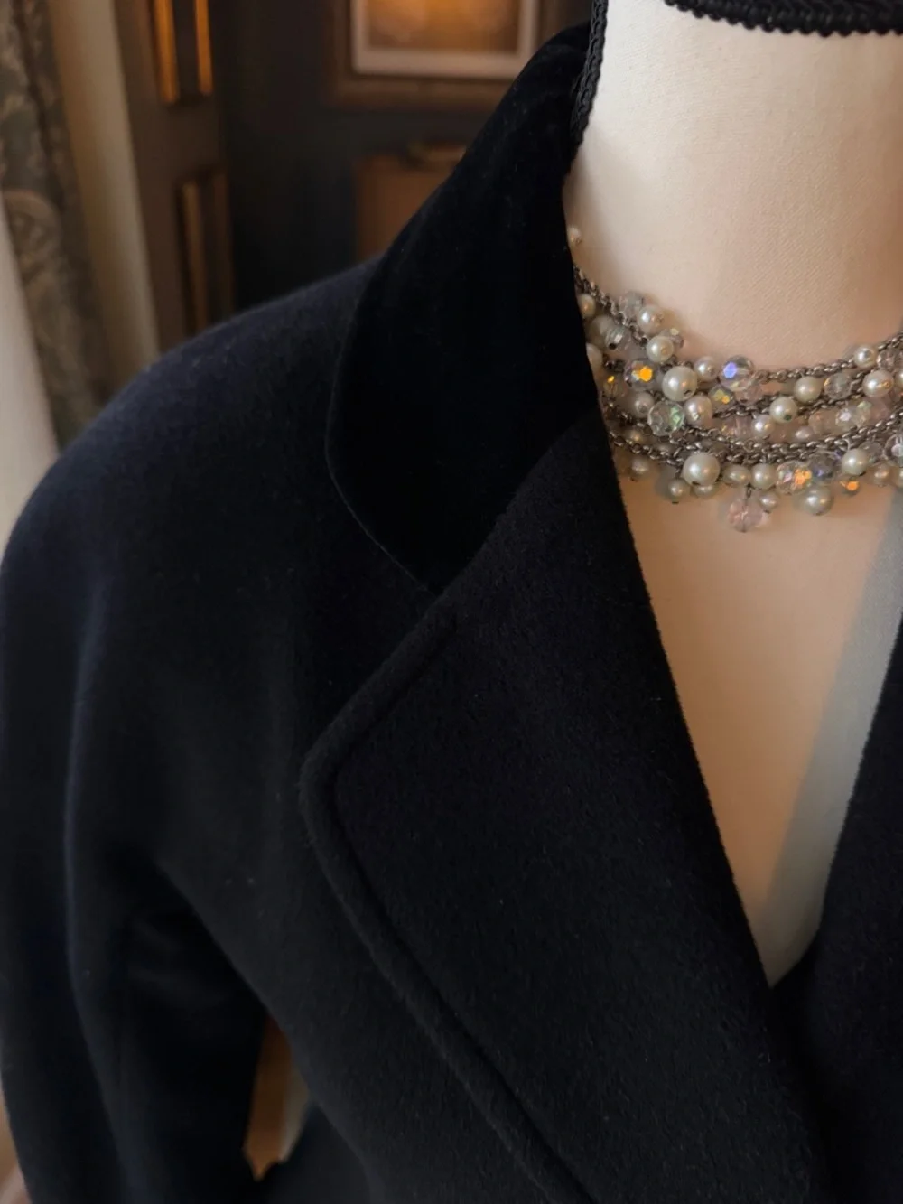 Laura Ashley Vintage Black Princess back Riding Wool Coat with Classic Label - Picture 4 of 6